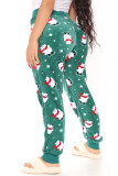 Red Casual Patchwork Regular High Waist Conventional Full Print Bottoms