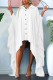 White Casual Solid Patchwork Buckle Asymmetrical Turndown Collar Irregular Dress Plus Size Dresses