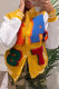 Yellow Casual Letter Patchwork Contrast Turn-back Collar Outerwear