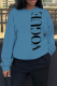 Blue Street Print Patchwork Letter O Neck Tops