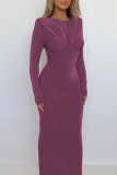 Green Casual Solid Patchwork Fold O Neck One Step Skirt Dresses