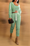 Camel Casual Solid Patchwork Hooded Collar Long Sleeve Three Pieces