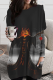 Black Street Print Patchwork O Neck Straight Dresses