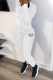 White Street Print Patchwork Hooded Collar Long Sleeve Two Pieces