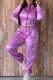 Purple Casual Sportswear Solid Patchwork Zipper Zipper Collar Long Sleeve Two Pieces