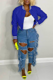 Red Casual Solid Patchwork Conventional Collar Outerwear
