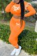 Orange Casual Print Letter O Neck Long Sleeve Two Pieces