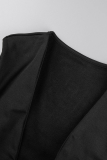 Brownness Street Solid Patchwork Square Collar Sleeveless Two Pieces