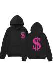 Grey Street Print Patchwork Hooded Collar Tops