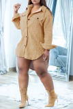 Coffee Street Solid Patchwork Turndown Collar Outerwear