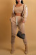 Camel Casual Solid Patchwork Hooded Collar Long Sleeve Three Pieces