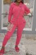 Pink Casual Print Letter Hooded Collar Long Sleeve Two Pieces