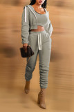 Camel Casual Solid Patchwork Hooded Collar Long Sleeve Three Pieces