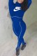Peacock Blue Sexy Print Letter Turtleneck Jumpsuits