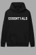 Black Sportswear Print Letter Hooded Collar Tops