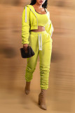 Camel Casual Solid Patchwork Hooded Collar Long Sleeve Three Pieces