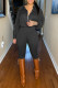 Black Casual Solid Patchwork Zipper Collar Skinny Jumpsuits