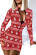 Red Sexy Print Patchwork Zipper Collar Pencil Skirt Dresses