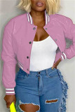 Red Casual Solid Patchwork Conventional Collar Outerwear