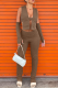 Brownness Street Solid Patchwork Square Collar Sleeveless Two Pieces