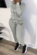 Grey Street Print Patchwork Hooded Collar Long Sleeve Two Pieces