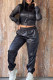 Black Casual Sportswear Solid Patchwork Zipper Zipper Collar Long Sleeve Two Pieces