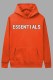 Orange Red Sportswear Print Letter Hooded Collar Tops