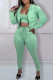 Fruit Green Casual Solid Patchwork Hooded Collar Long Sleeve Three Pieces
