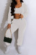 White Casual Solid Patchwork U Neck Long Sleeve Three Pieces