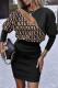 Black Casual Print Hollowed Out Patchwork Zipper O Neck Long Sleeve Dresses