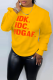 Yellow Casual Street Print Letter O Neck Tops