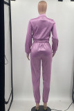 Green Casual Sportswear Solid Patchwork Zipper Zipper Collar Long Sleeve Two Pieces