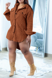 Coffee Street Solid Patchwork Turndown Collar Outerwear