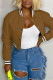 Khaki Casual Solid Patchwork Conventional Collar Outerwear