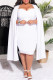 White Casual Solid Patchwork Square Collar Long Sleeve Plus Size Dresses