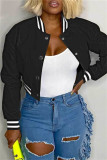 Red Casual Solid Patchwork Conventional Collar Outerwear