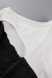 Black Sexy Casual Solid Hollowed Out Patchwork O Neck Tops