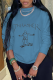 Blue Street Cute Print Letter O Neck Tops