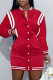 Red Casual Solid Patchwork Long Sleeve Dresses