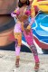 Orange Sexy Casual Print Hollowed Out V Neck Skinny Jumpsuits