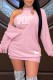 Pink Casual Print Letter O Neck Long Sleeve Two Pieces