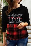 Red Casual Print Patchwork Turtleneck Tops
