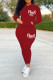 Red Casual Sportswear Print Patchwork Zipper Hooded Collar Long Sleeve Two Pieces