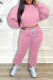 Pink Casual Patchwork Hot Drill O Neck Long Sleeve Two Pieces