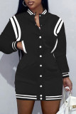 Red Casual Solid Patchwork Long Sleeve Dresses