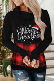 Red Casual Print Patchwork Turtleneck Tops