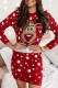Red Casual Print Patchwork O Neck One Step Skirt Dresses