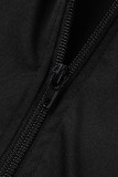 Deep Red Casual Sportswear Solid Patchwork Zipper Long Sleeve Two Pieces