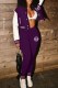 Purple Street Print Letter Mandarin Collar Long Sleeve Two Pieces