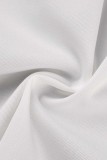White Casual Solid Patchwork Turn-back Collar Long Sleeve Dresses
